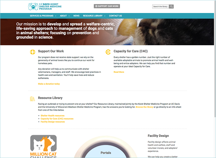 sheltermedicine.com for the Koret Shelter Medicine Program at UC Davis